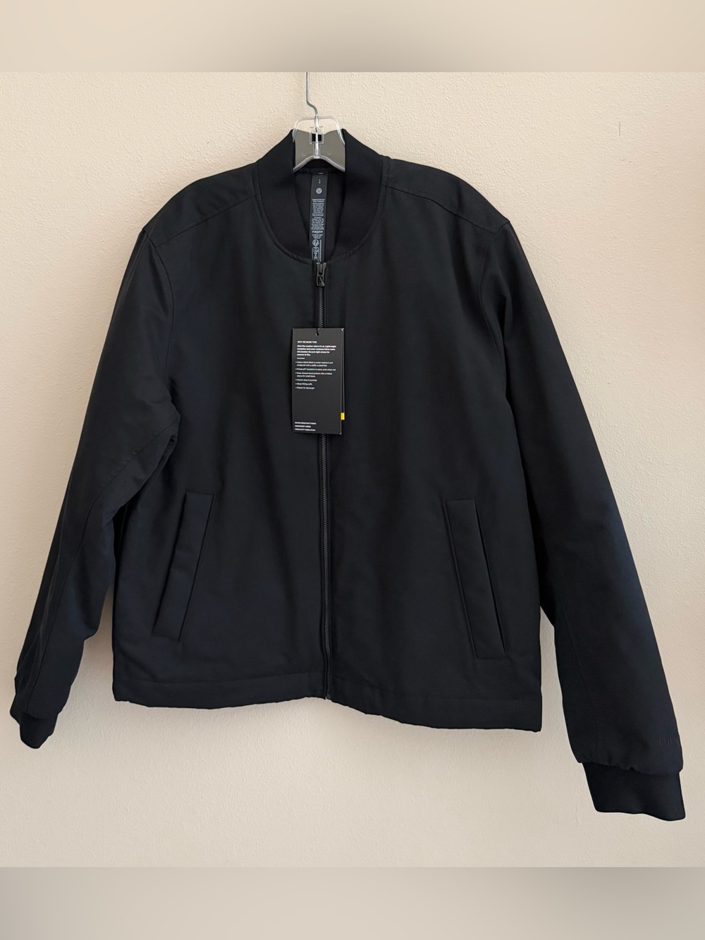 Lululemon Black Insulated Cotton-Blend Bomber Jacket Men's Size Large